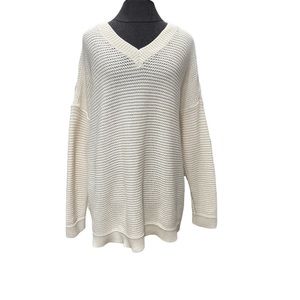 Eileen Fisher organic cotton v neck slouchy oversized sweater medium